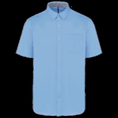 Camisa de algodón manga corta hombre Sky Blue 3XL