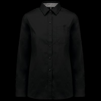 Camisa de algodón de manga larga Black S