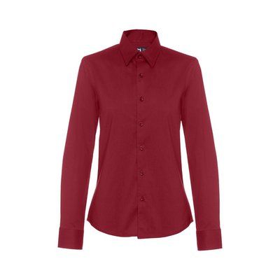 Camisa Ceñida Popelina Mujer Burdeos M