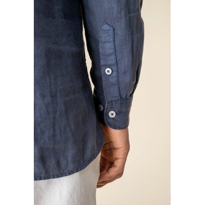 Camisa cuello mao de lino para hombre