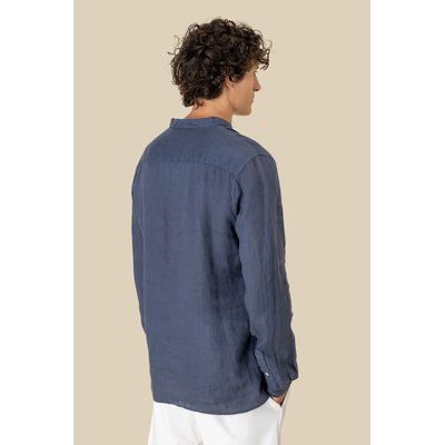 Camisa cuello mao de lino para hombre