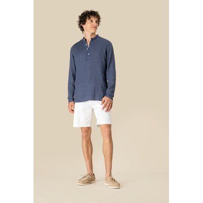 Camisa cuello mao de lino para hombre