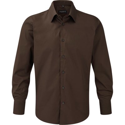 Camisa entallada larga hombre Chocolate Xl