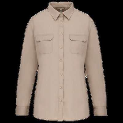 Camisa envejecida manga larga mujer Beige XL