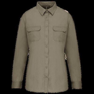 Camisa envejecida manga larga mujer Light Khaki S