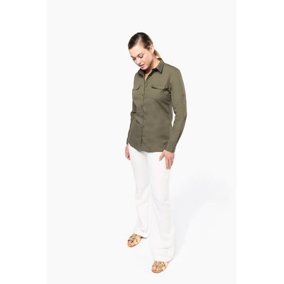 Camisa envejecida manga larga mujer