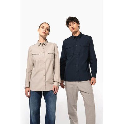 Camisa envejecida manga larga mujer