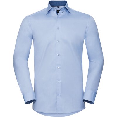 Camisa Espiga manga larga ajustada Light Blue / Mid Blue / Bright Navy XL