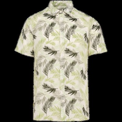 Camisa estampado vegetal lino hombre Ivory Palm Leaves M