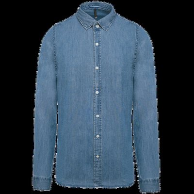 Camisa hombre algodón efecto Denim Chambray Blue S