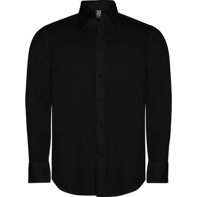 Camisa Hombre Manga Larga Tejido Stretch Negro L