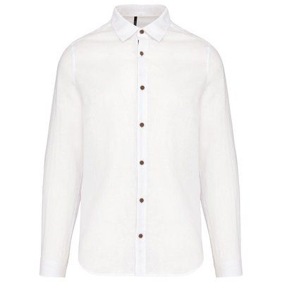 Camisa de lino y algodón para hombre Blanco 3XL