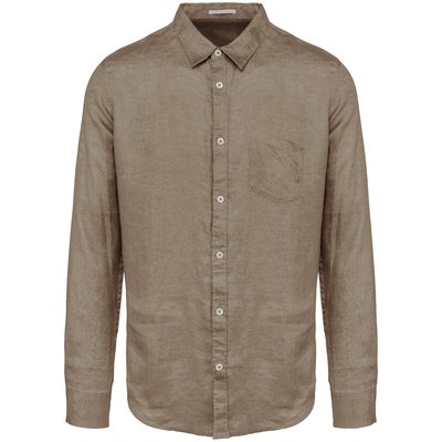 Camisa de lino hombre Cream Coffee XXL