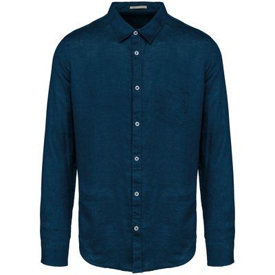 Camisa de lino hombre Peacock Blue XS