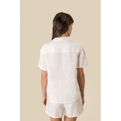 Camisa de lino manga corta para mujer