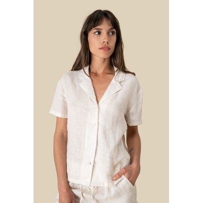 Camisa de lino manga corta para mujer