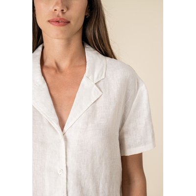 Camisa de lino manga corta para mujer