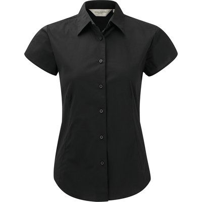Camisa de manga corta entallada para mujer Black S