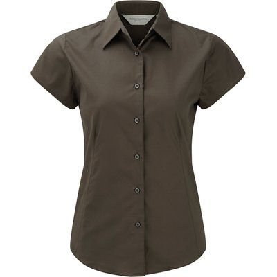 Camisa de manga corta entallada para mujer CHOCOLATE XL