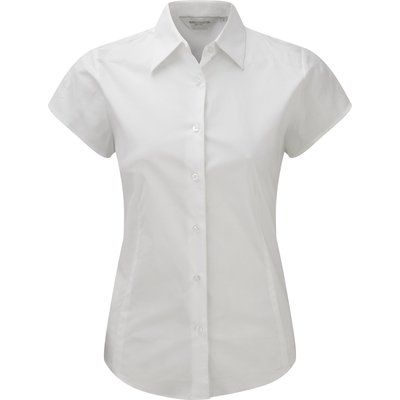 Camisa de manga corta entallada para mujer White L