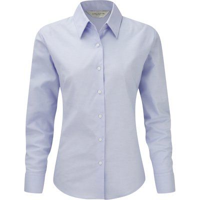 Camisa manga larga para mujer de cuidado fácil Azul 4XL