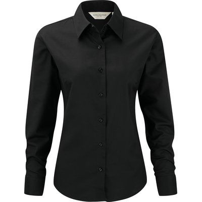 Camisa manga larga para mujer de cuidado fácil Negro XS