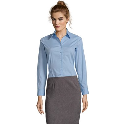 Camisa Mujer en Algodón y Elastano Azul Brillante M