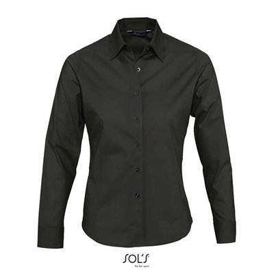Camisa Mujer en Algodón y Elastano Negro 3Xl