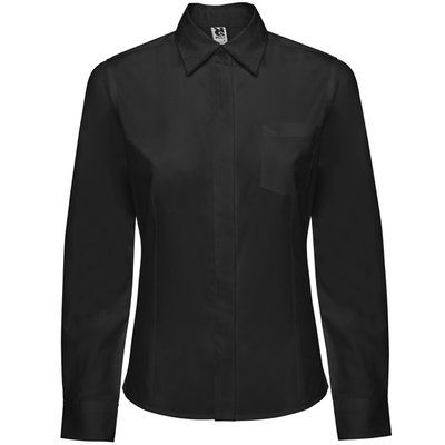 Camisa Mujer Entallada con Bolsillo Negro 3XL