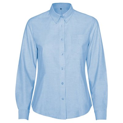 Camisa Oxford Mujer Entallada Manga Larga Celeste S