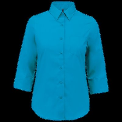 Camisa popelina media manga mujer Bright Turquoise 3XL