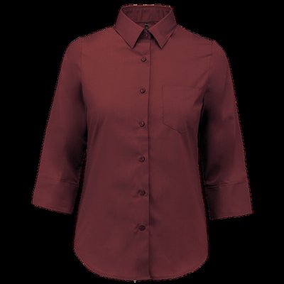 Camisa popelina media manga mujer Wine XL