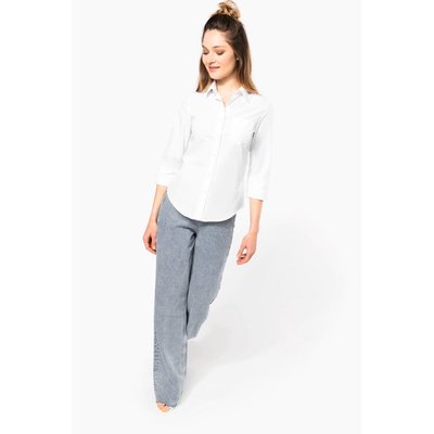 Camisa popelina media manga mujer
