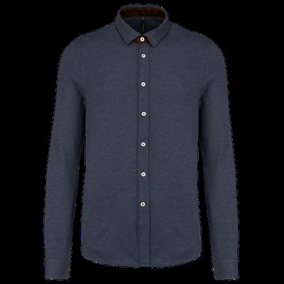Camisa punto Jacquard Manga Larga Jacquard Blue L
