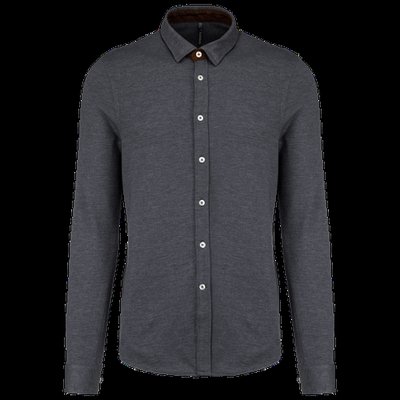 Camisa punto Jacquard Manga Larga Jacquard Dark Grey M
