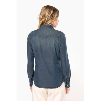 Camisa vaquera manga larga mujer