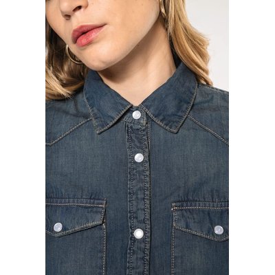 Camisa vaquera manga larga mujer
