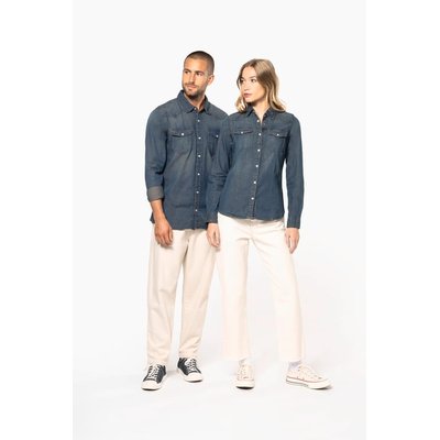 Camisa vaquera manga larga mujer