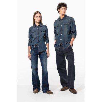 Camisa vaquera manga larga mujer