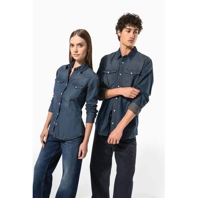 Camisa vaquera manga larga mujer