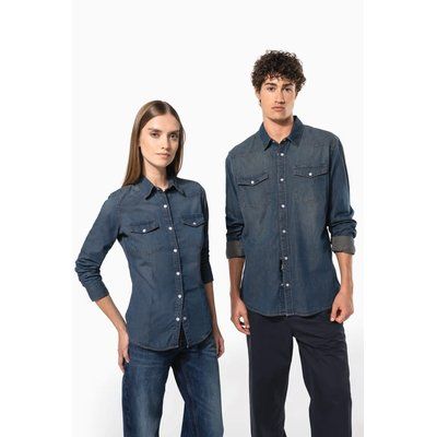 Camisa vaquera manga larga mujer