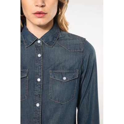 Camisa vaquera manga larga mujer