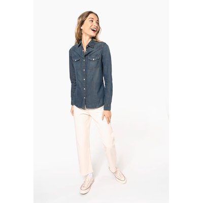 Camisa vaquera manga larga mujer