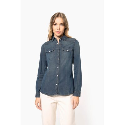 Camisa vaquera manga larga mujer