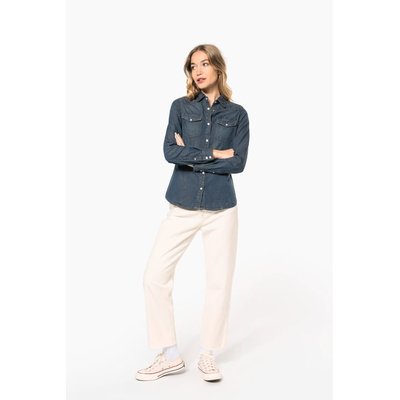 Camisa vaquera manga larga mujer