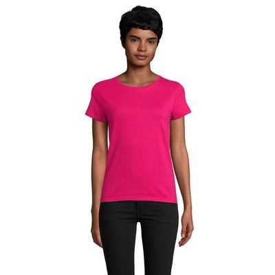 Camiseta Ajustada Algodón Mujer Fuchsia Xl
