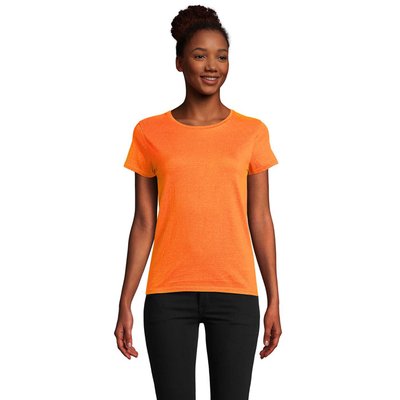 Camiseta Ajustada Algodón Mujer Naranja Xxl