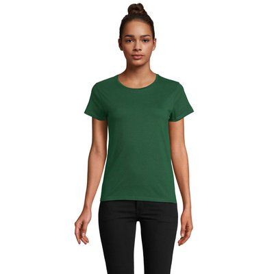 Camiseta Ajustada Algodón Mujer Verde Botella Oscuro Xxl
