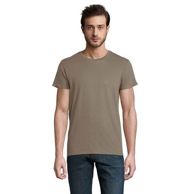 Camiseta ajustada de cuello redondo para hombre Caqui 3XL