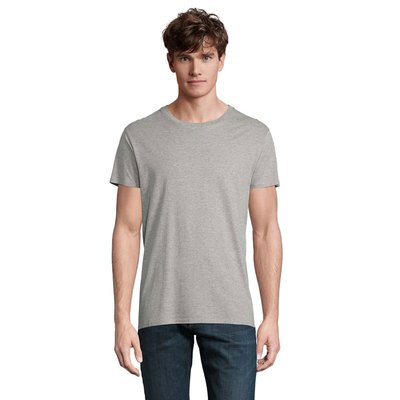 Camiseta ajustada de cuello redondo para hombre Gris Jaspeado 3XL